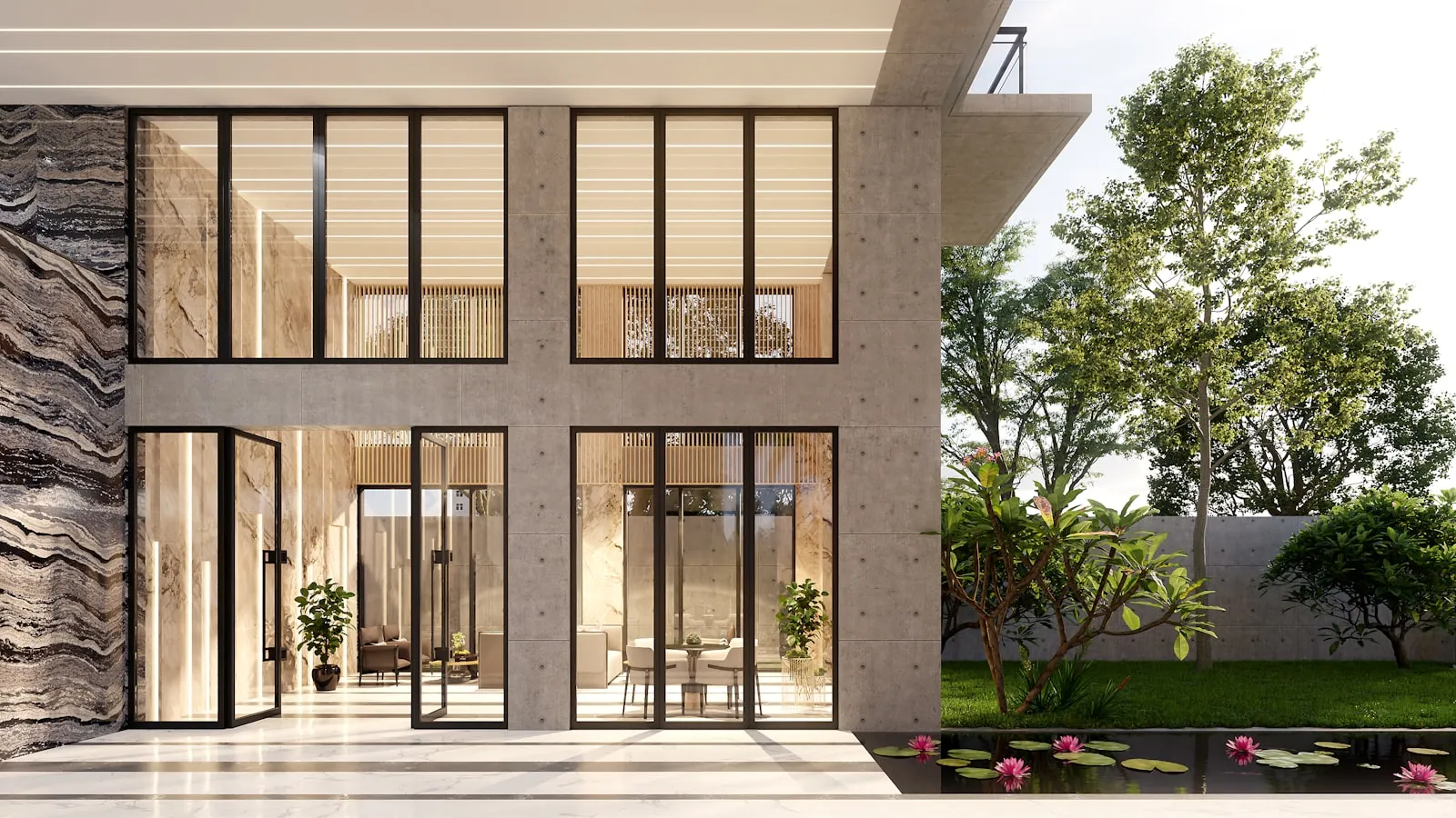 Dinding rumah tampak kering dan bersih setelah pekerjaan waterproofing selesai